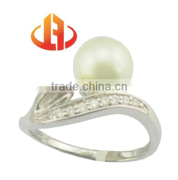latest design rhodium plated Pearl Jewelry ring