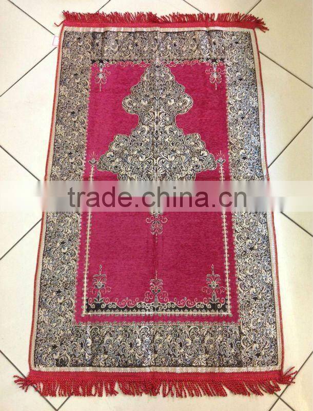 Indonesia Colorful New Muslim Yarn-dyed Jacquard Complicated Design Chenille Fashion Prayer Rug XN-008