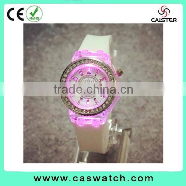 Cheap crystal watch silicone watches band colorful lights watch alibaba china
