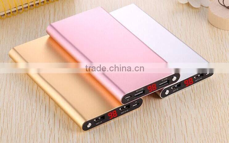 Ultrathin aluminium alloy power bank 10000,real capacity alloy portable charger power bank design OEM acceptabled