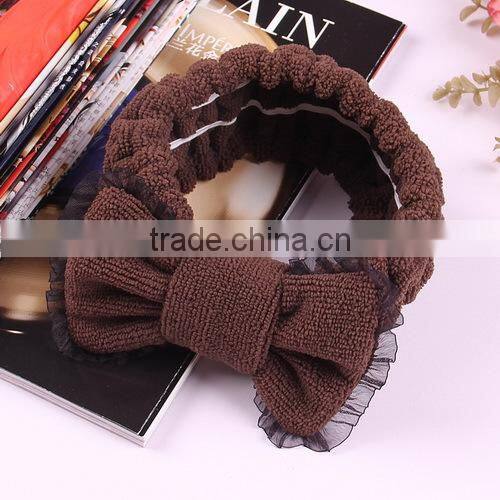 korea styleheadband mircofiber bowknot lace headband for female young girl
