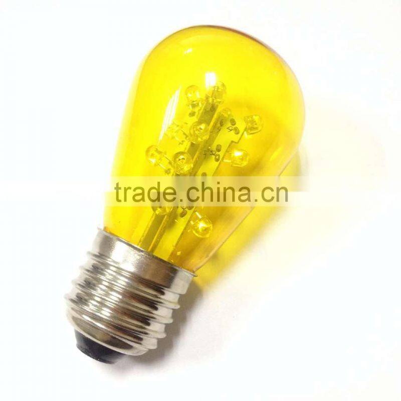 Holiday Christmas LED S14 Light Bulb Replacement Medium Screw E26 base transparent yellow
