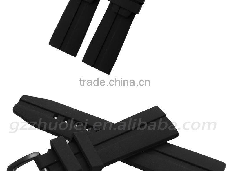 Hotsale 22|24mm waterproof high quality silicone watch strap with stainless steel buckle