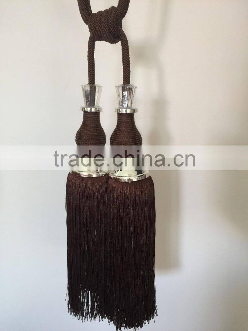 Curtain accessories wholesale tassels polyester material curtain tiebacks with crystal bead