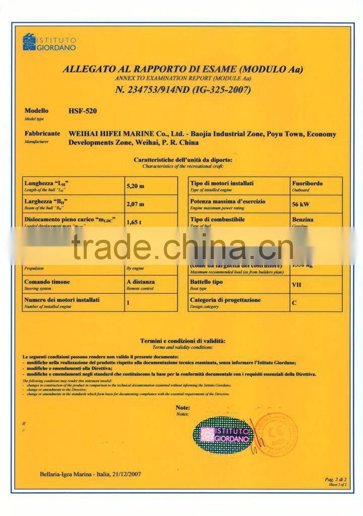 Made in china HSF 520 inflatable boats