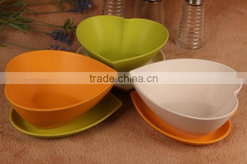 Heart Style Eco-friendly Bamboo fiber Salad Bowl 6 set