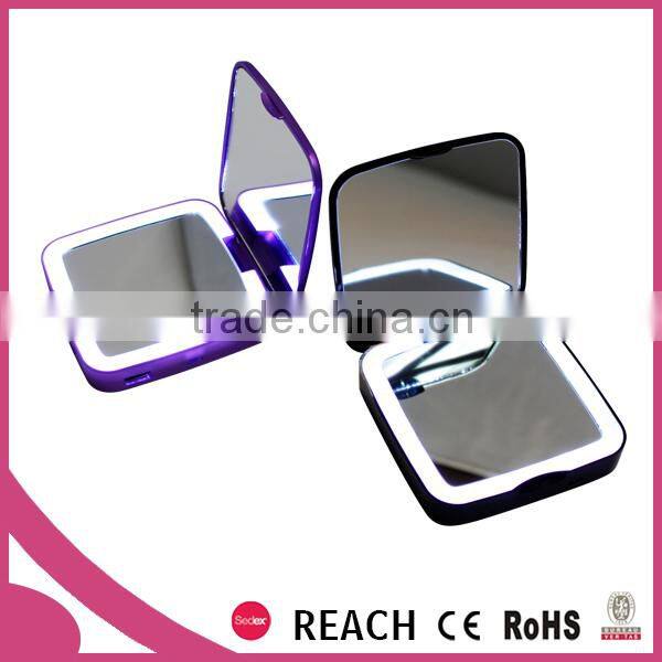 Mobile phone power bank cosmetic mirror 5x magnifying with led light