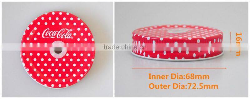 Tinplate metal screw lids with hole for mason jar