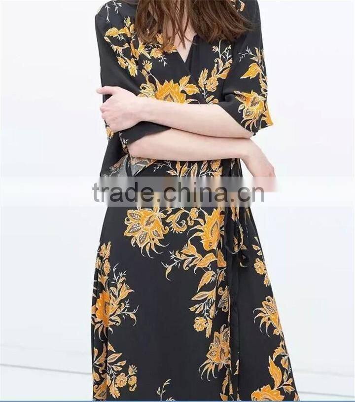 Fashionable Beachwear Polyester Chiffon Ladies Long Dubai Kaftan Dress