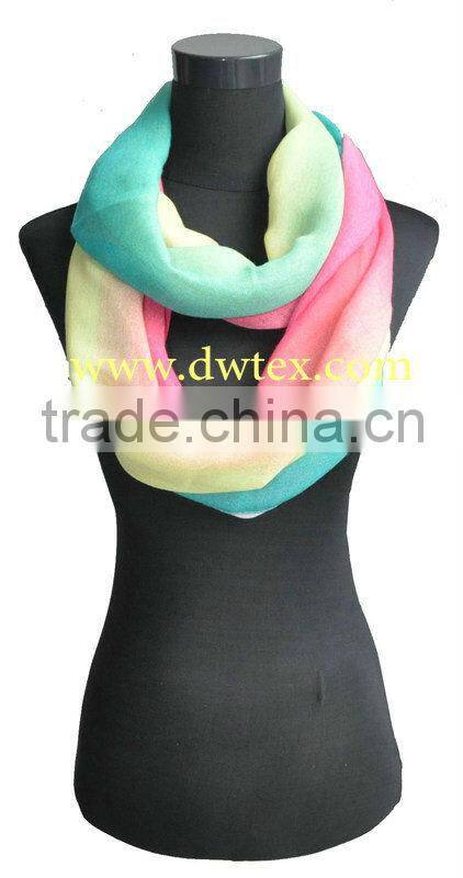 Ladies' 100% polyester neck long circle scarf with factory price