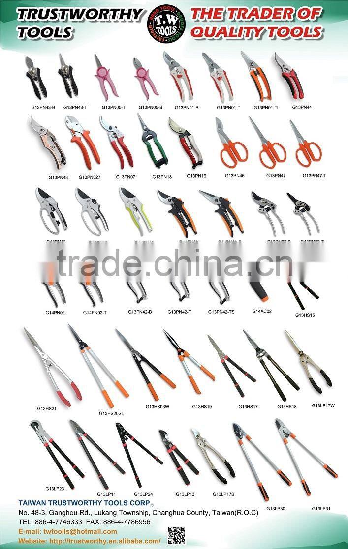 Taiwan 7 1/2" 200mm professional SK5 TPFE blade aluminum handle with soft TPR Anvil Pruning shear