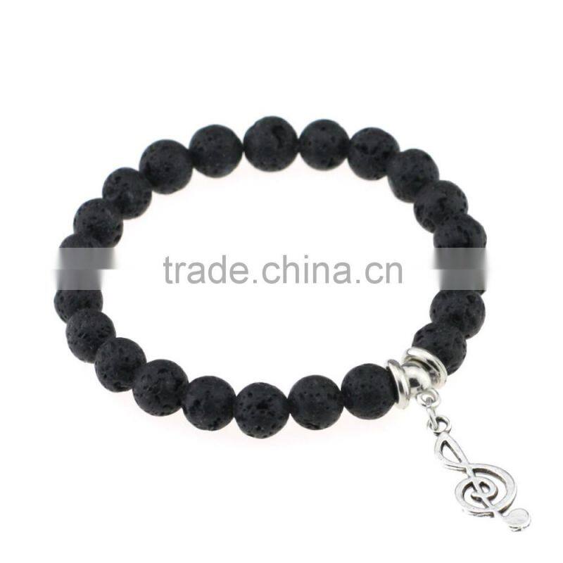 Handmade Fashion Unisex Popular Nature Volcanic Cute Pendant Elasticity Bracelet