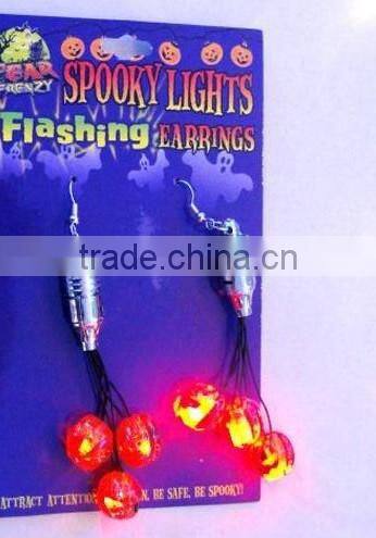 Led light up pumpkin earrings flashing pierced dangle