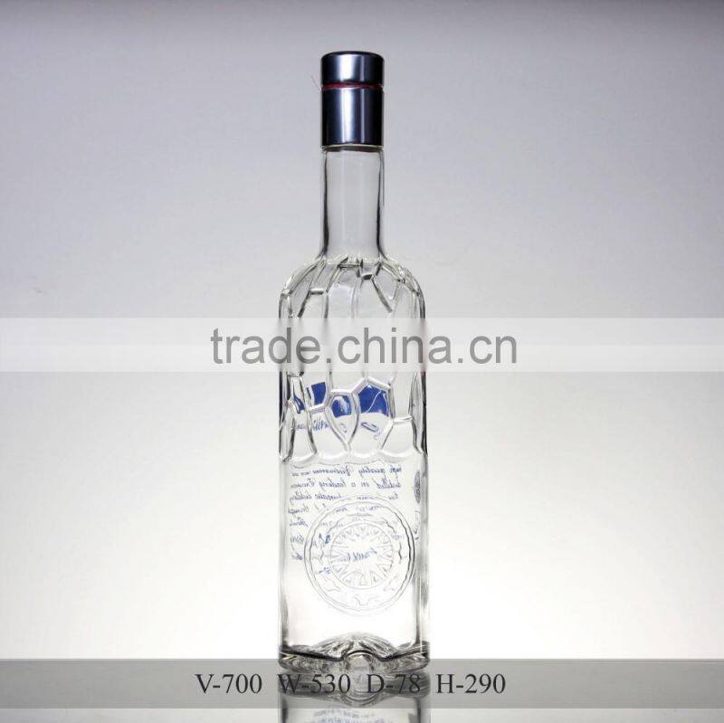 custom made beer packing bottle with engraved, glass wine bottle