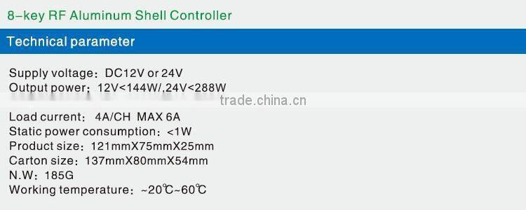 DC5V/12V/24V 6-key RF ABS shell remote controller/Dimmer for led strip light
