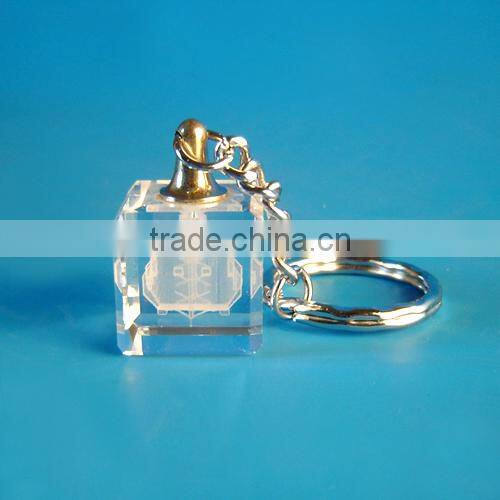 Engraved Transparent Custom Logo 3D Crystal Ball Keychain For Company Employees Christmas Gift
