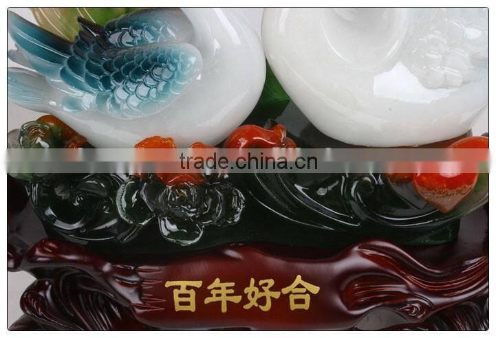 resin statue , lovey decoration with Luckly Swan , Love swan