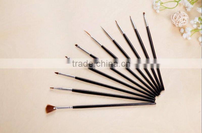 2015 black handle nail dust brush 10pcs acrylic nail art brush set