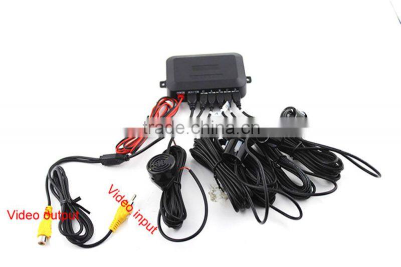 Car Reverse Backup Radar with 4 Parking Sensors+4.3" Car Mirror Monitor +Waterproof car Camera