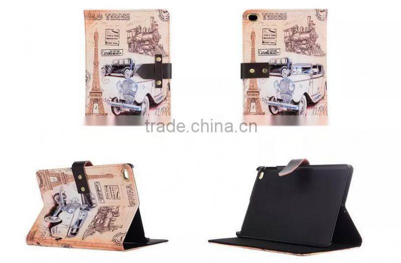 Retro Colorful Painting Flip Standing Pu Leather Case For iPad Pro With Sleeping Function