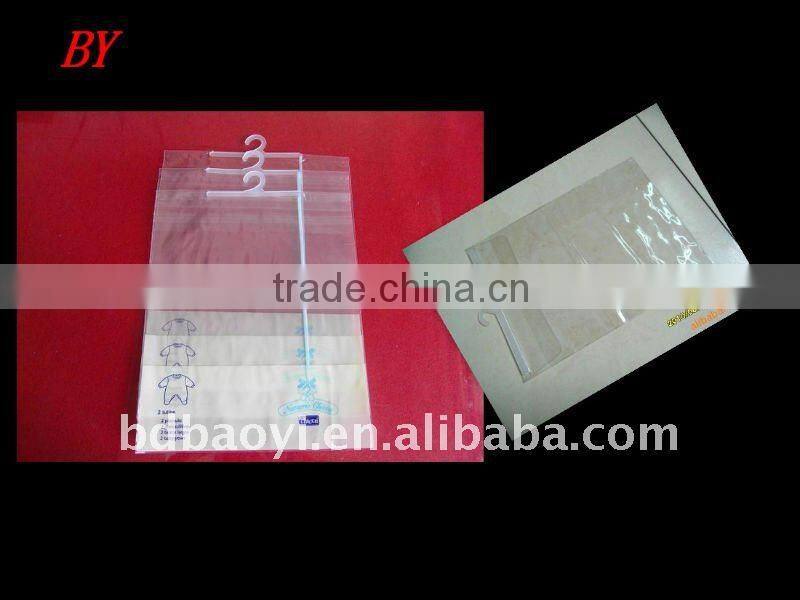 clear vingl PVC zipper bags with hangers China mainland