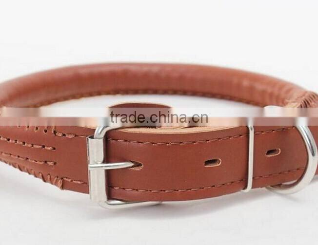 Strong Genuine Real Leather Dog Pet Cat Leash Lead Rope Collar Brown Adjustable