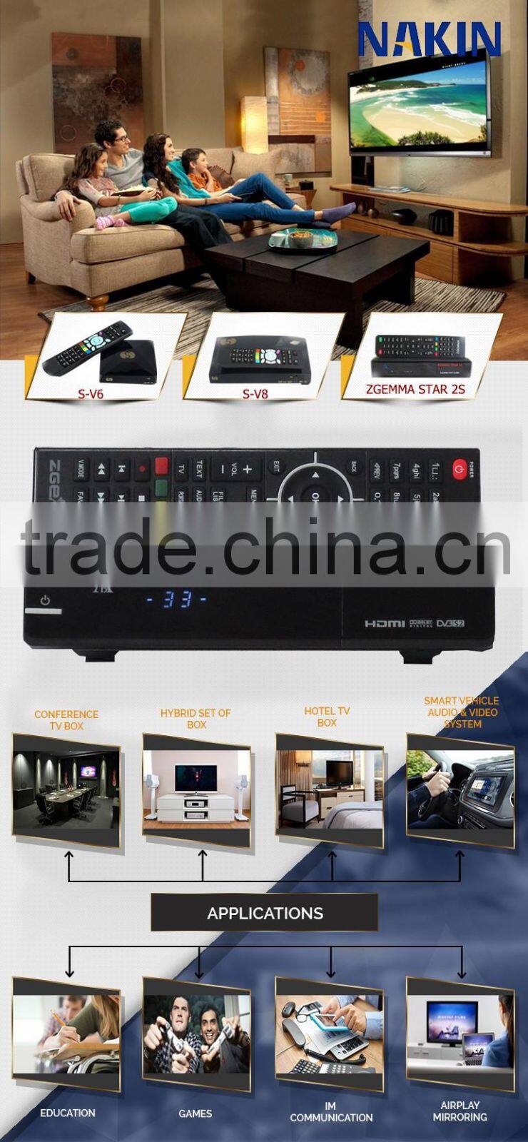 Genuine Zgemma H.2H dvb-s2+dvb-t2/c receiver linux tv box