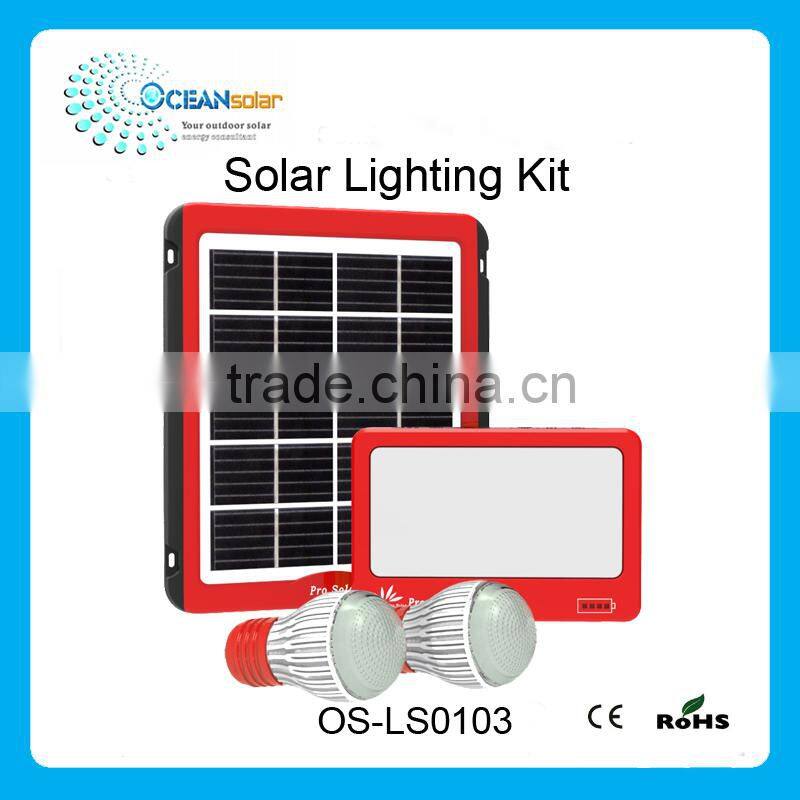 5W5V portable solar lighting kit with warning light easy using