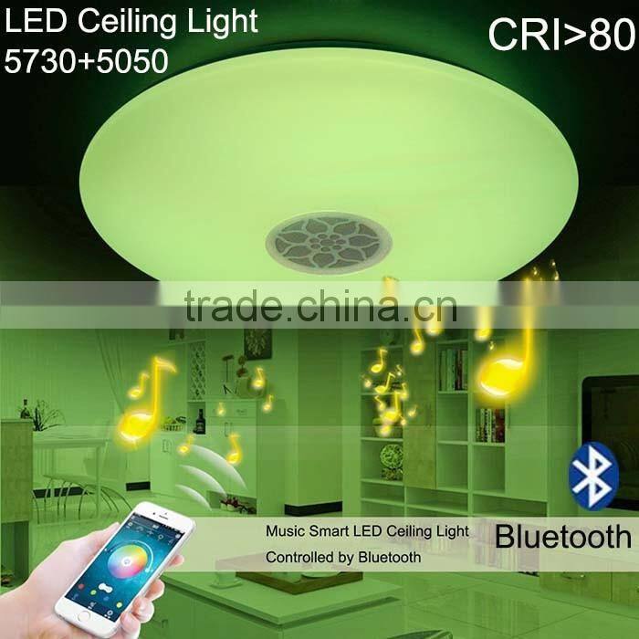 Dimmable 42W LED Ceiling Light with Built-in Bluetooth Speaker Brightness Music Lamp 1760LM AC220V APP Control