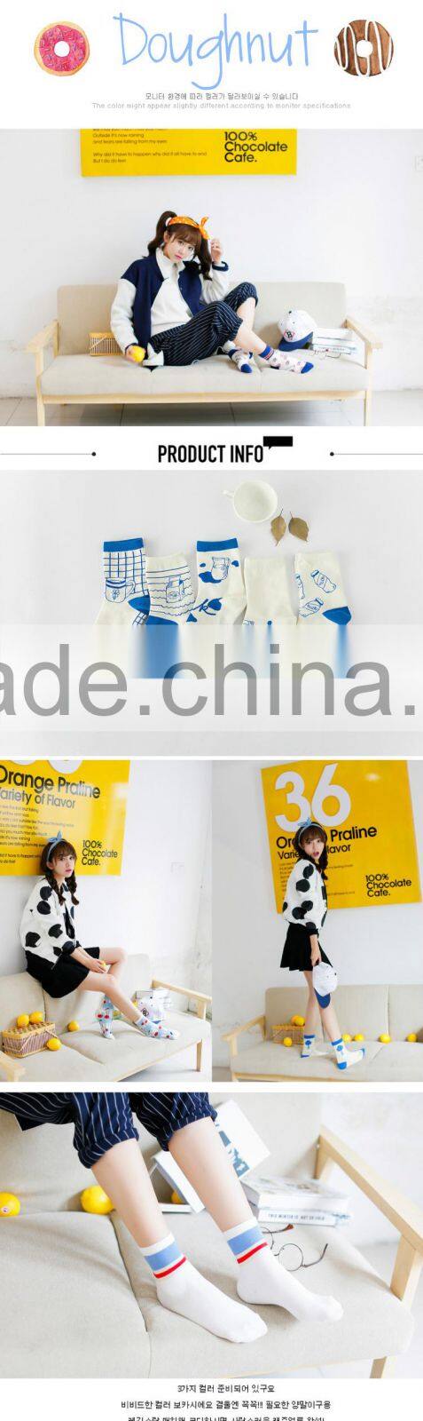 Winter or utumn leisure cotton socks trendy apple umbrella multi funny pattern socks knitting pattern 5 toe cotton socks