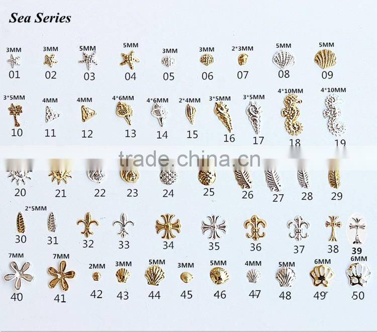 2016 Japanese Style Sea Series Metal Stud For Nail Art Rivet 3D Nail Art Different Shape Metal Stud Nail Rhinestone Gem