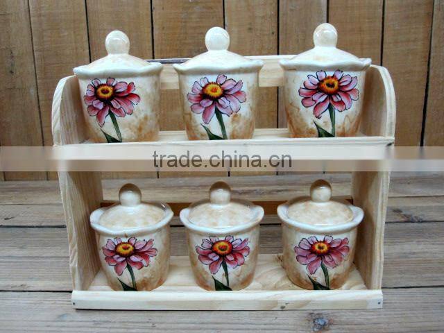 Wholesale handpaint daisy ceramic creamer with sugar bowl set