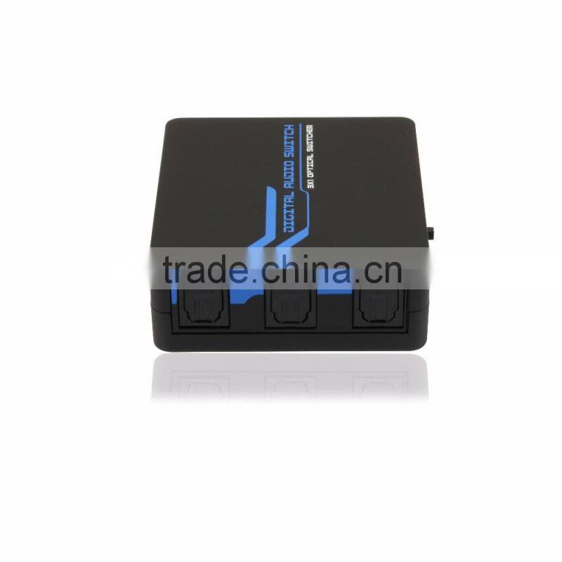 made in China SPDIF/TOSLINK Digital Optical Audio 3x1 Switcher for av amplifier with IR Remote