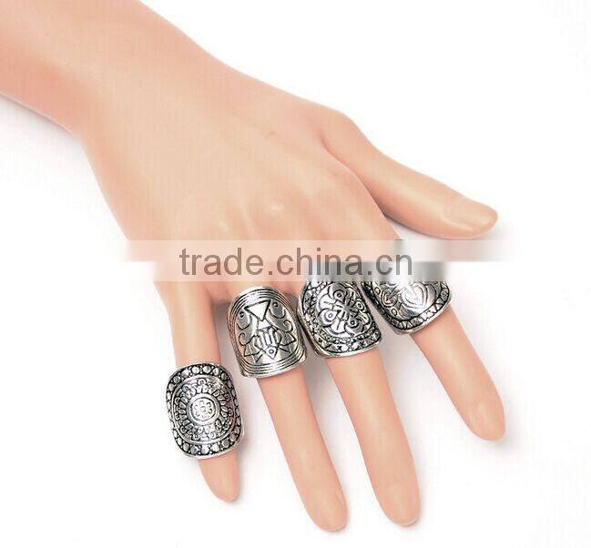 Women Antique Silver Festival Gypsy Bohemian Boho Totem Carved Retro Finger Ring 1 piece