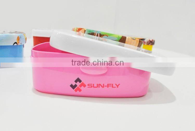 NEW 3D Sublimation Plastic kids Bento lunch box with lock 3D Blank lunchbox OEM