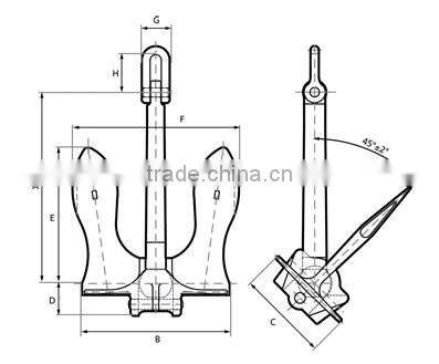 Marine U.S.N.Stockless Anchor with Qualified Certification