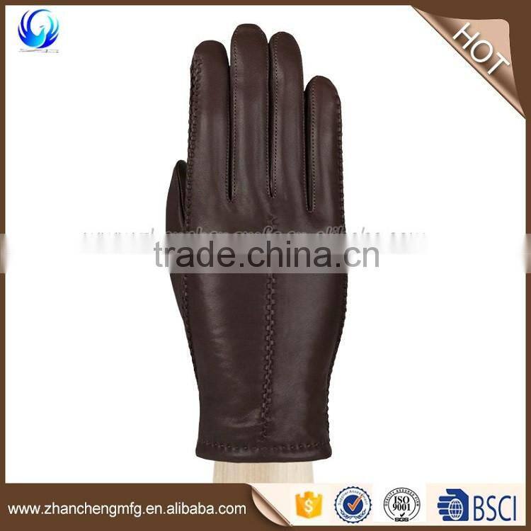 Factory price mens brown sheepskin wool lined leather gloves for wholesales