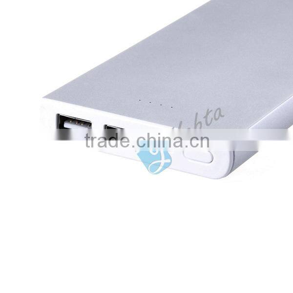 Custom Logo Laser Dual Port Back Up Battery Mobile Slim Power Bank