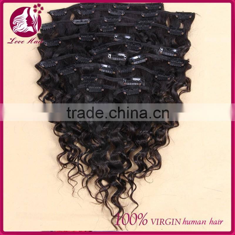 Deep Wave Clip In Human Hair Extensions 100g Full Head Brazilian Virgin Human Hair Clips Ins Extension African American