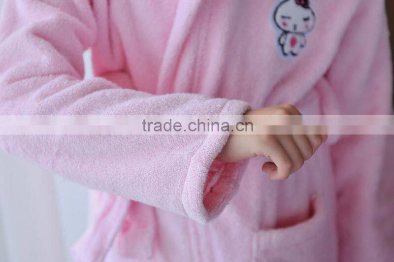 100% Cotton Soft Feel Embroidery Children's Hooded Bathrobe