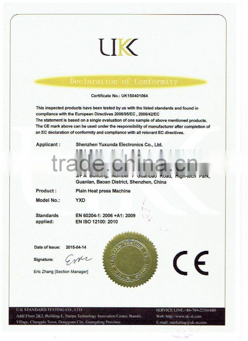 2015 Yuxunda HPT308 manual t shirt printing machine direct textile printer