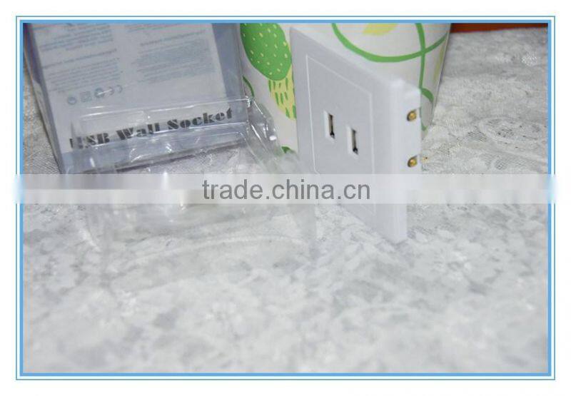 High speed 2 port usb AC power wall socket for smart phone &tablets.