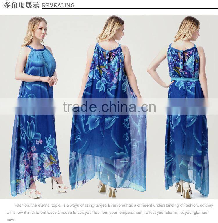 Wish sey sleeveless dress elegant swing printed beach Bohemia code