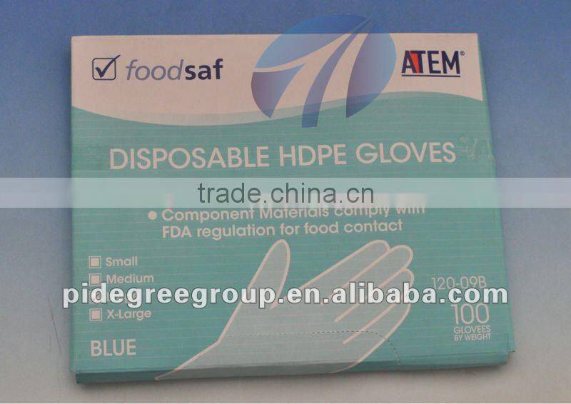 Disposable HDPE/LDPE/CPE protective PE gloves for food