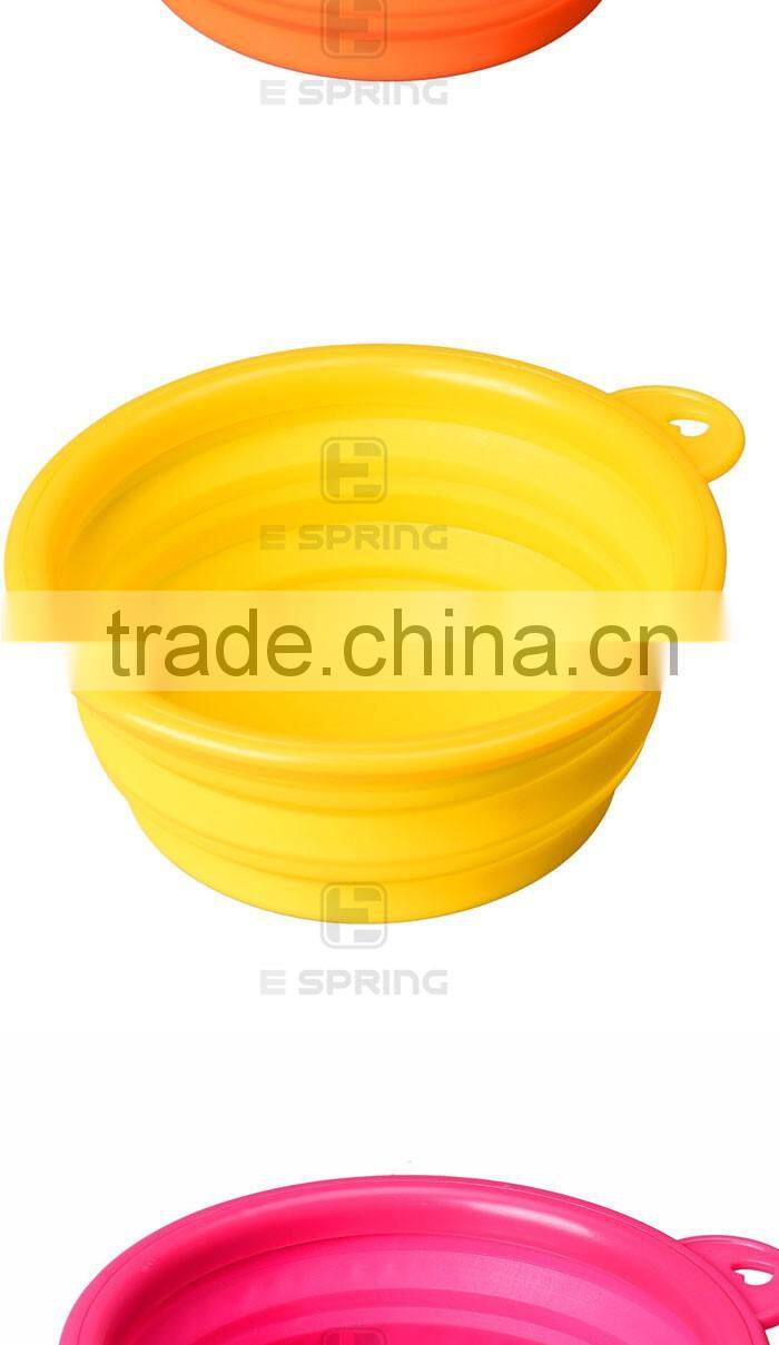 7 color available New 2015 Pet Dog portable bowl Silicone Collapsible Feeding Water Feeder Travel Dog Bowl
