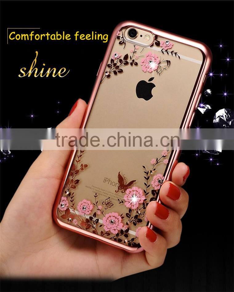 Lovely 3D Soft TPU Cystal Beads Cell Phone Case For iPhone 6/6 plus Wholesale
