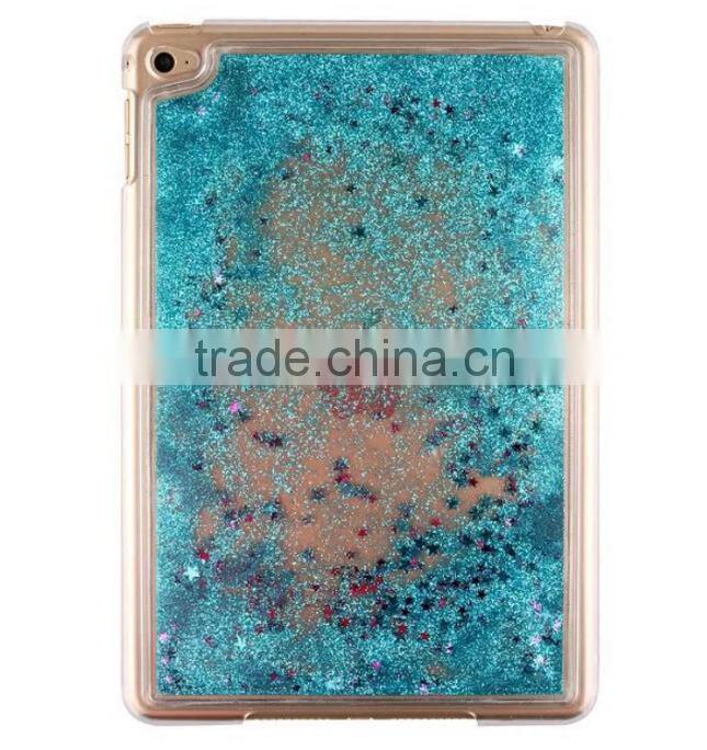 Hard plastic bling bling flowing sand tabet case for ipad mini, for mini ipad 4 cover case sparkling quicksand design