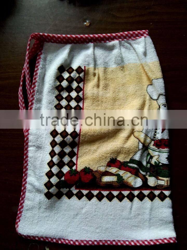 red check border 90gram pigment printed waist kitchen apron