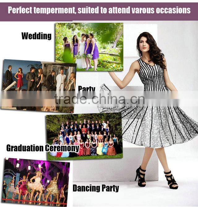 Sleeveless V-neck Knee-length Back Open Simple Cocktail Dress