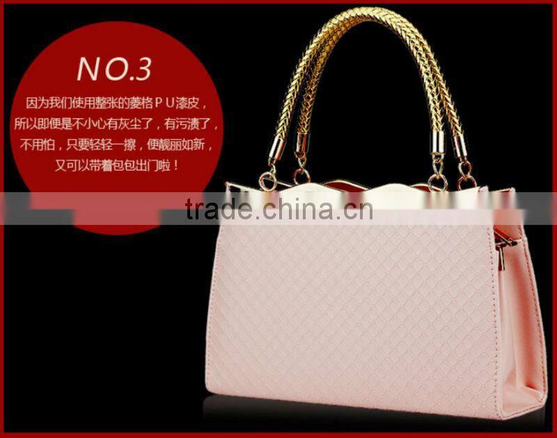 New fashion women PU handbag hard leather handbag